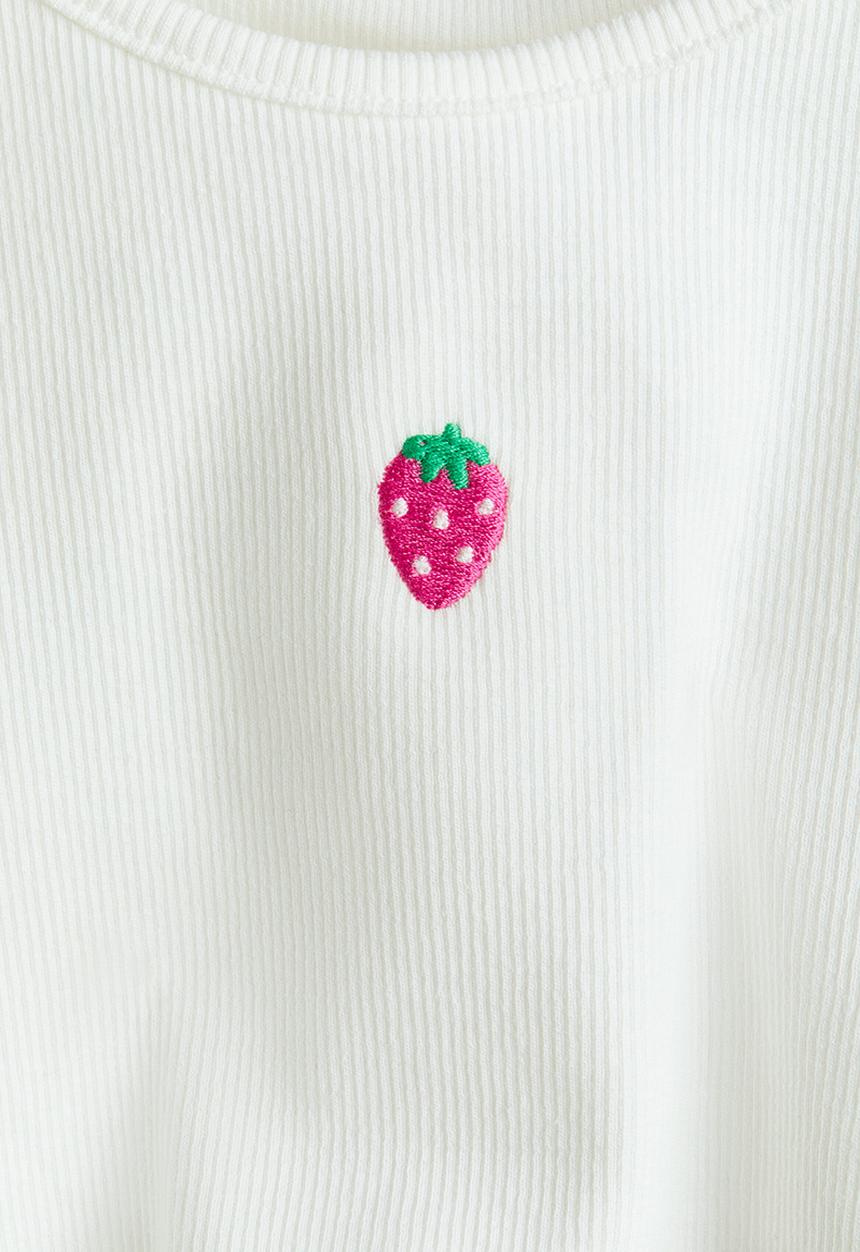 H&M - Ribbed top - white/strawberry