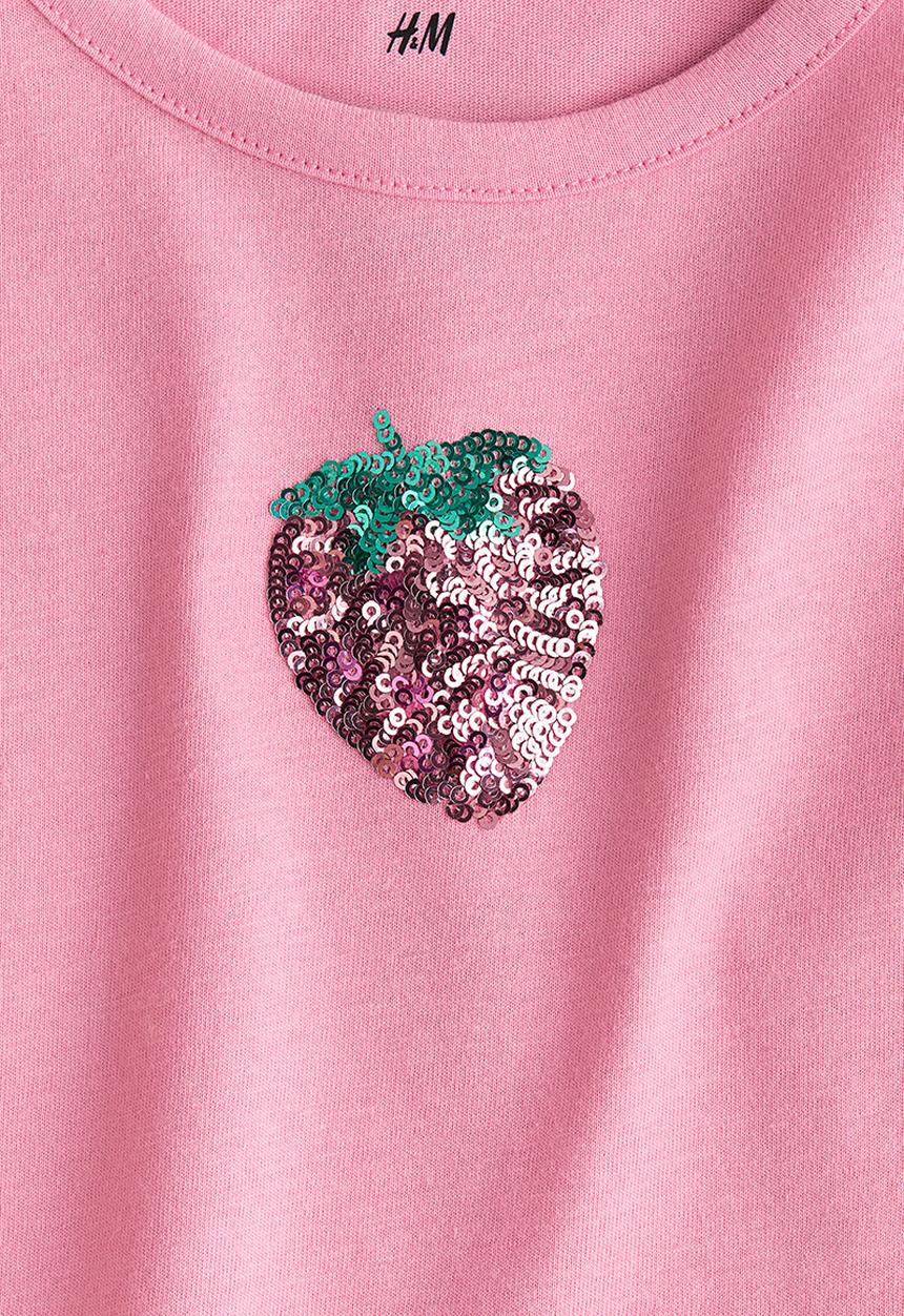 H&M - Appliqu?d top - pink/strawberry