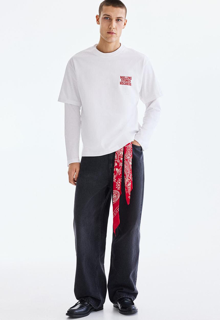 H&M - Loose fit T-shirt - white/the rolling stones