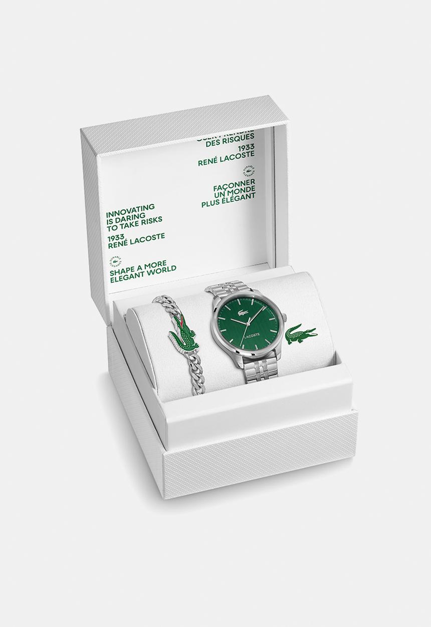 Lacoste - Lisbon Gift Set  2070065 Watch - Silver/Green