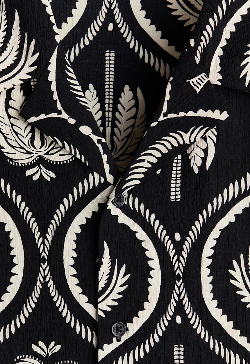 H&M - Relaxed fit resort shirt - black/patterned
