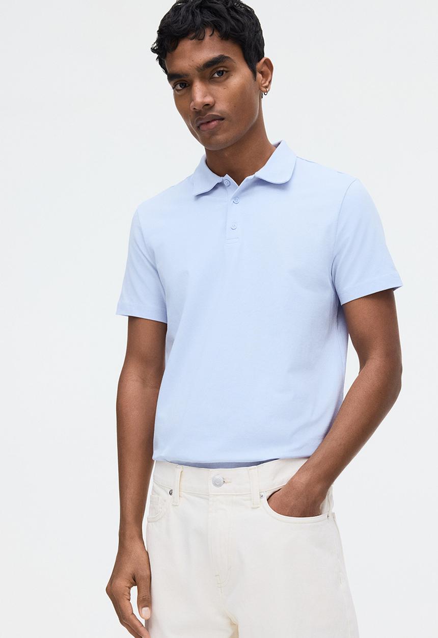 H&M - Slim fit polo shirt  - light blue