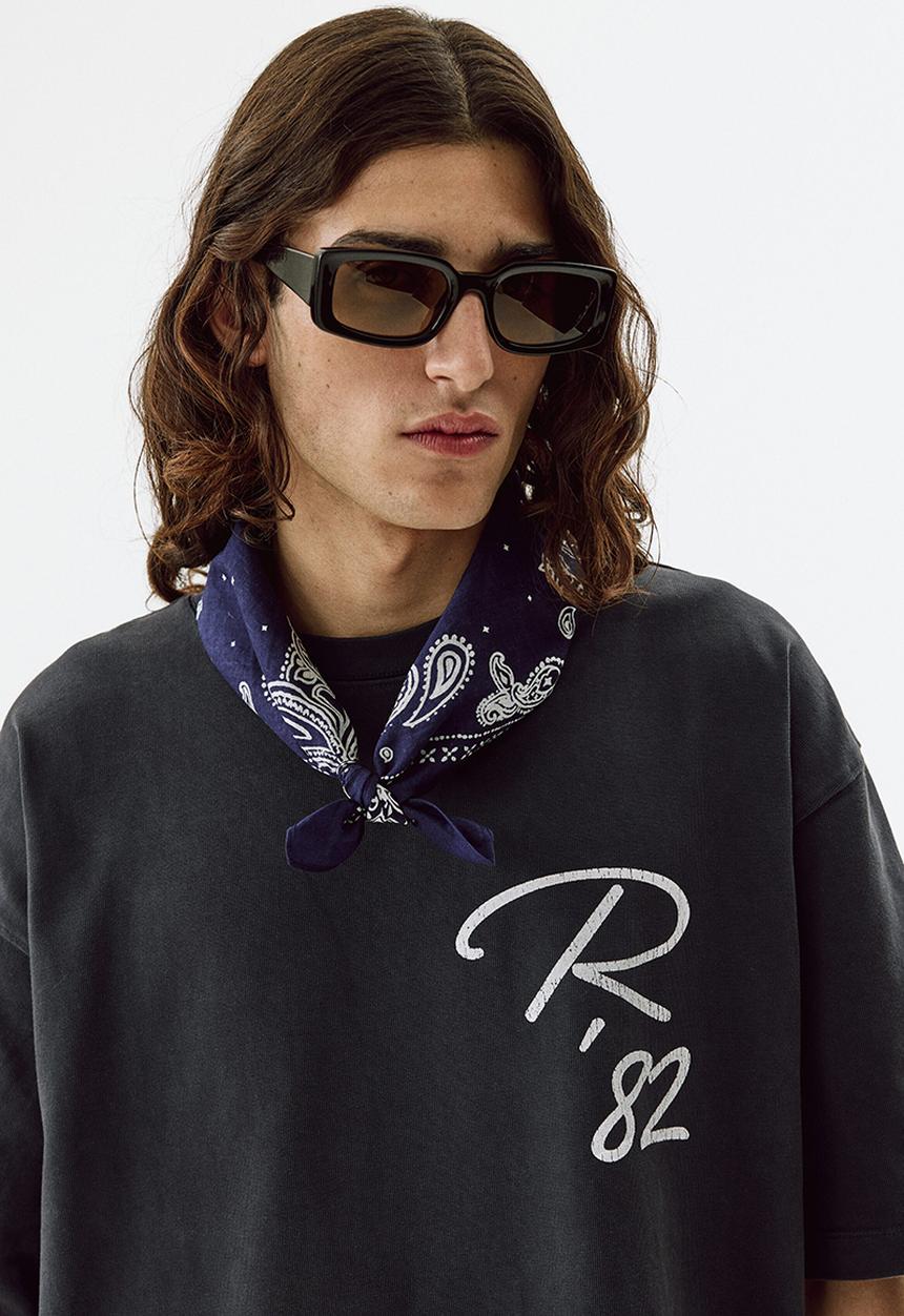 H&M - Oversized fit printed cotton t-shirt - black/racing