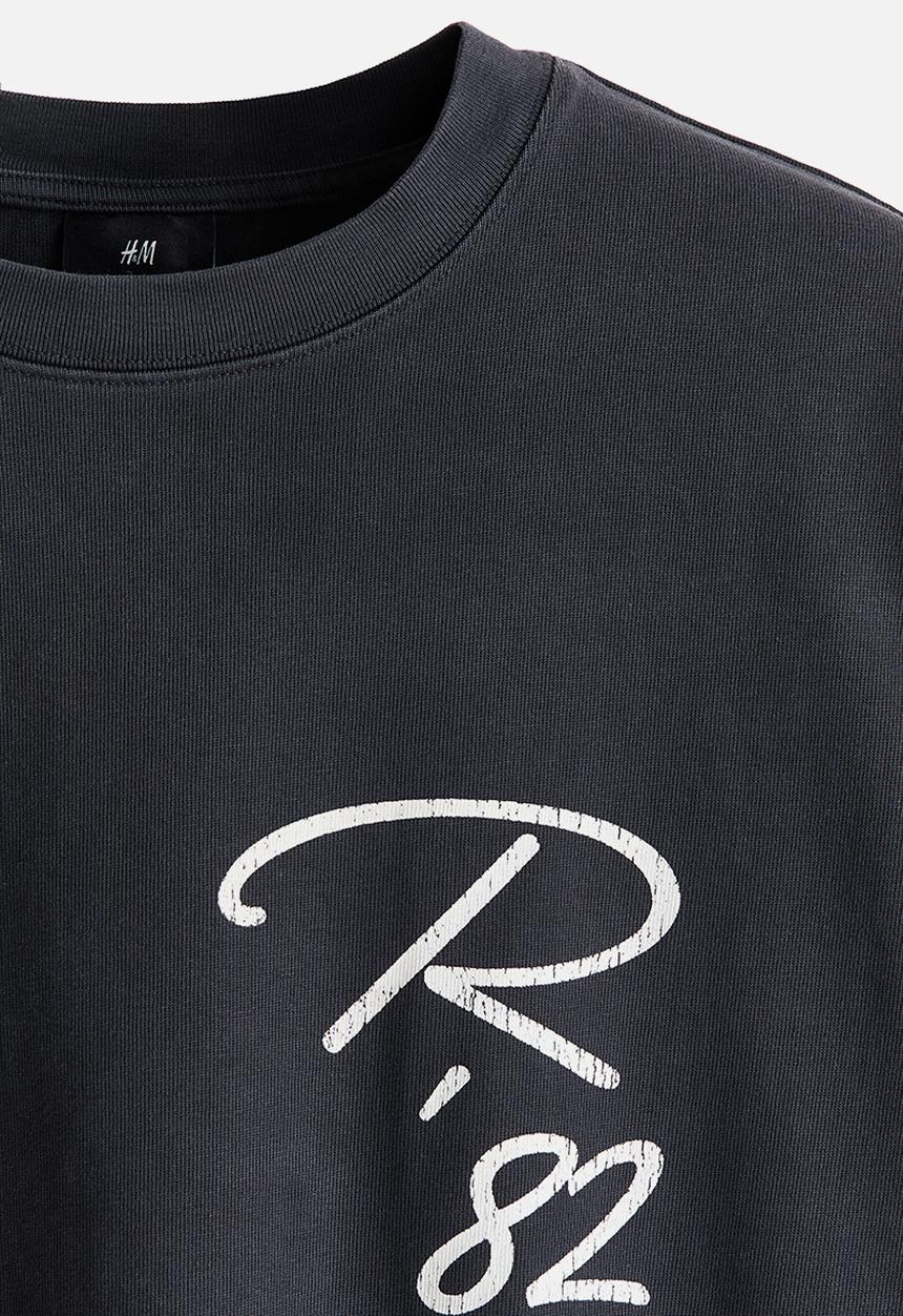 H&M - Oversized fit printed cotton t-shirt - black/racing