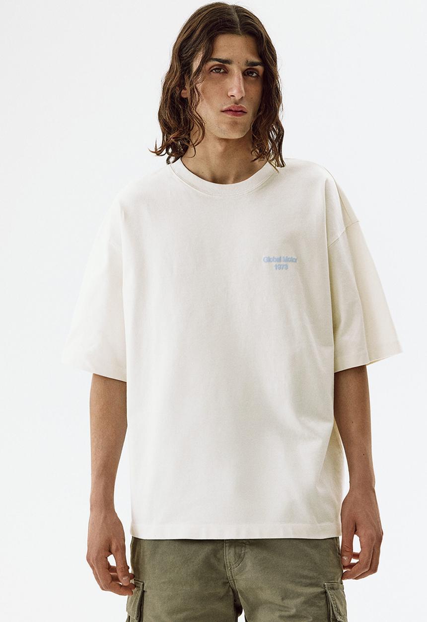 H&M - Oversized fit printed cotton t-shirt - cream/car