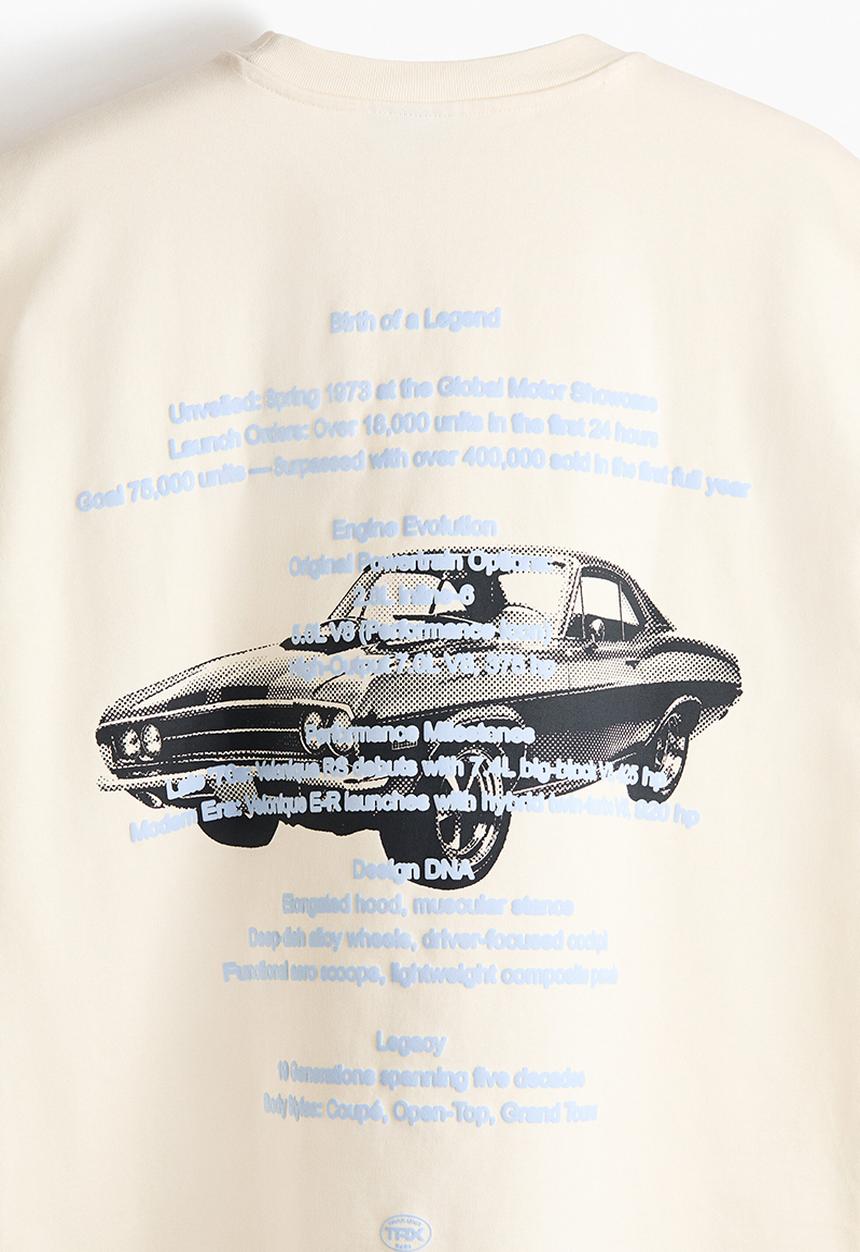 H&M - Oversized fit printed cotton t-shirt - cream/car