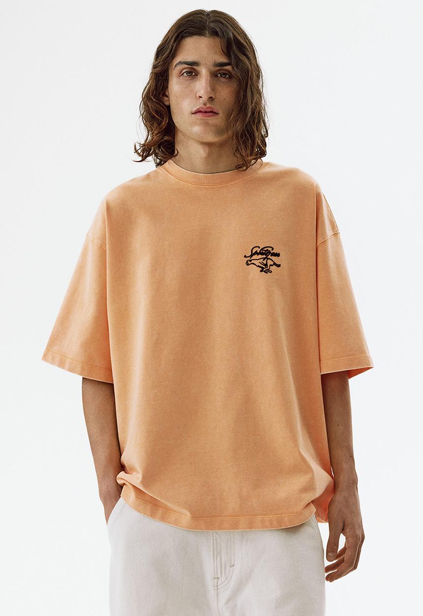 H&M - Oversized fit printed cotton t-shirt - orange/sport gear