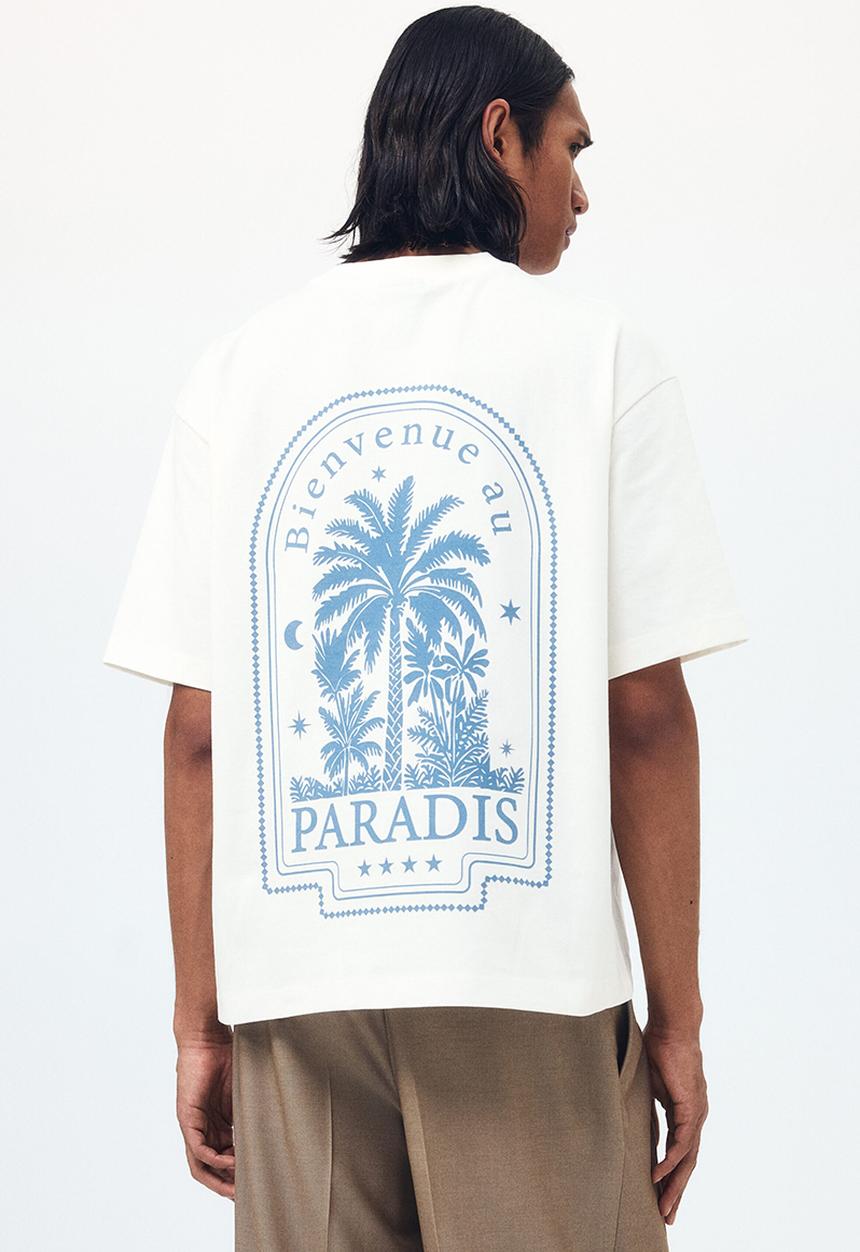 H&M - Relaxed fit printed cotton t-shirt - cream/paradis