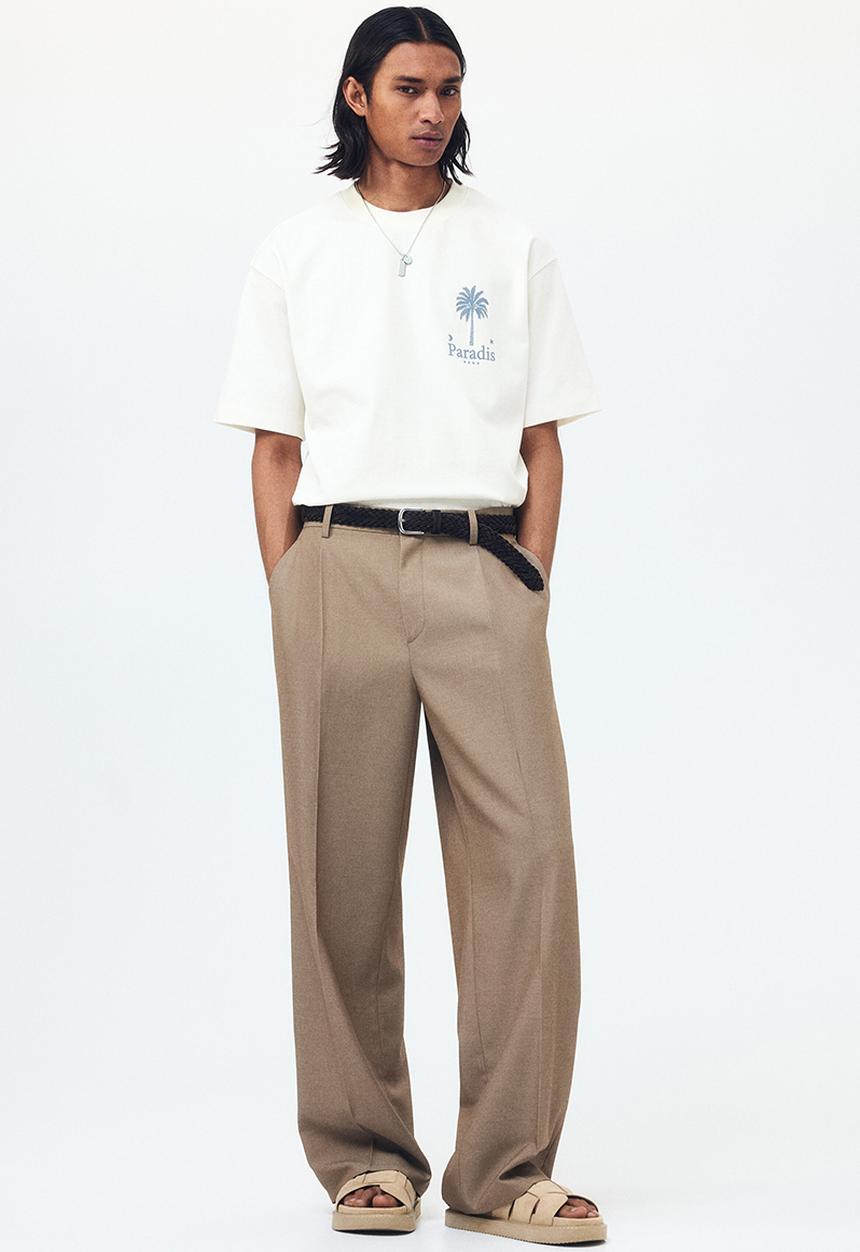 H&M - Relaxed fit printed cotton t-shirt - cream/paradis