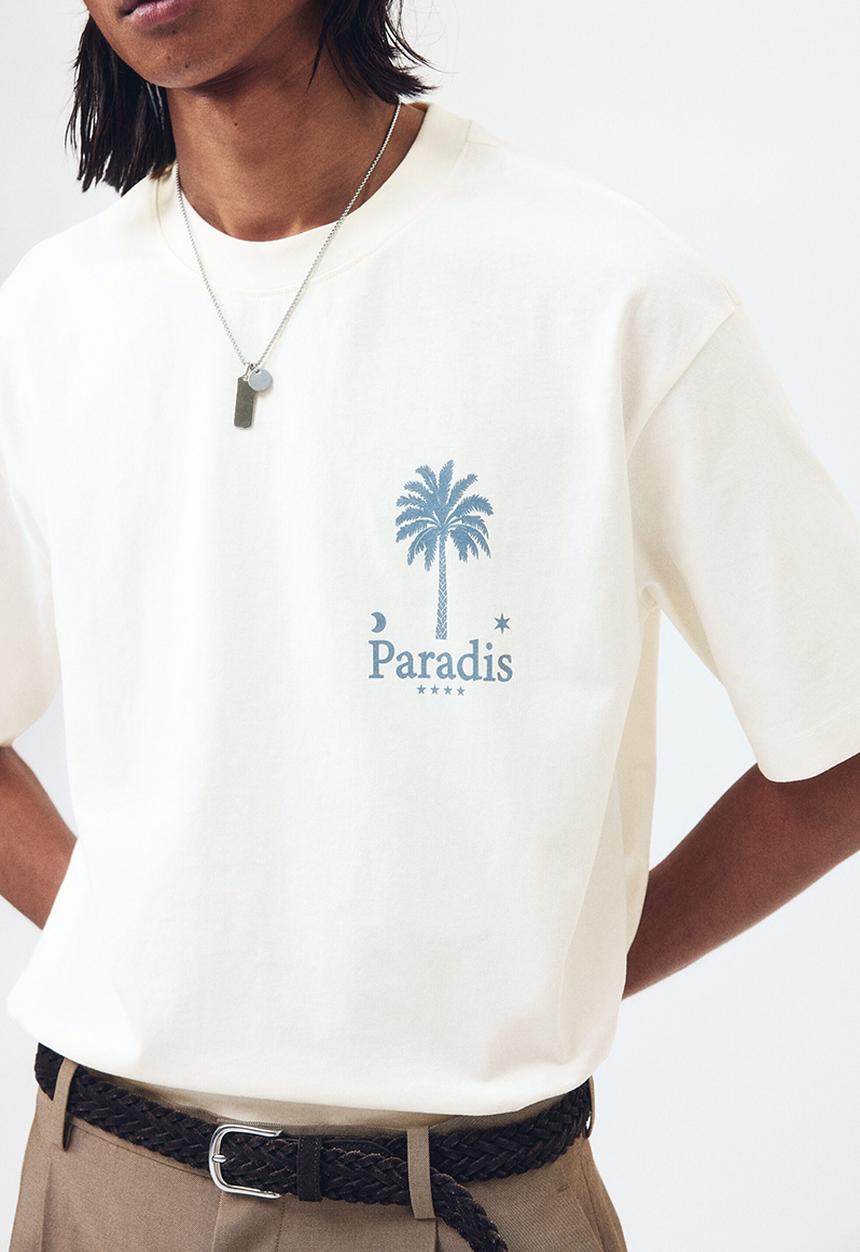 H&M - Relaxed fit printed cotton t-shirt - cream/paradis