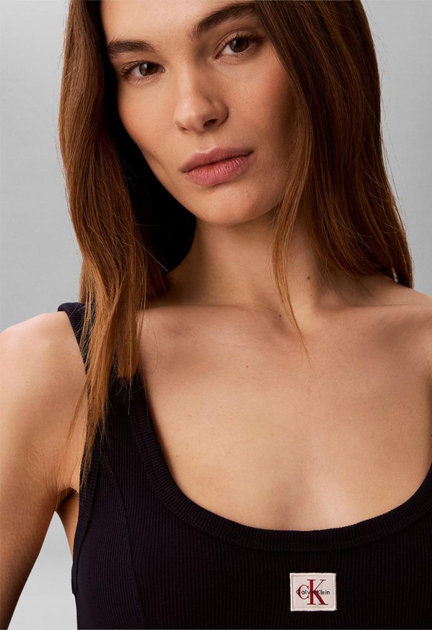Calvin Klein - Sl woven label baby rib mini dress - dark sapphire