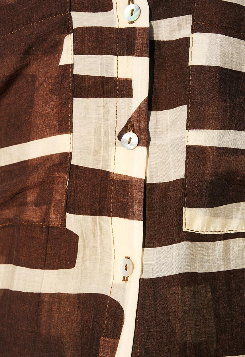 Me&B - Plus Oversized Shirt Patch Pockets - Choc/Bananaprint