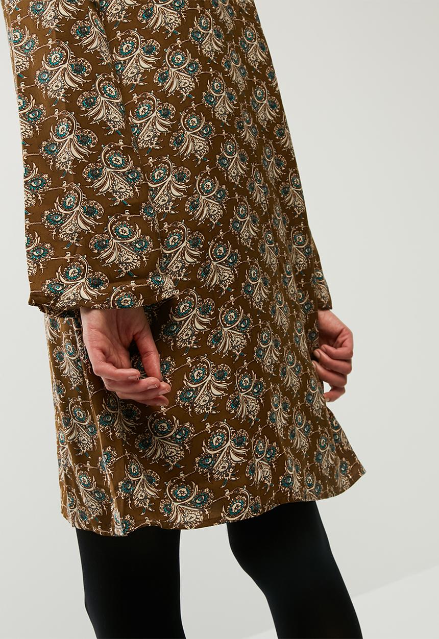 Glamorous - Tie Front Teal Print Dress