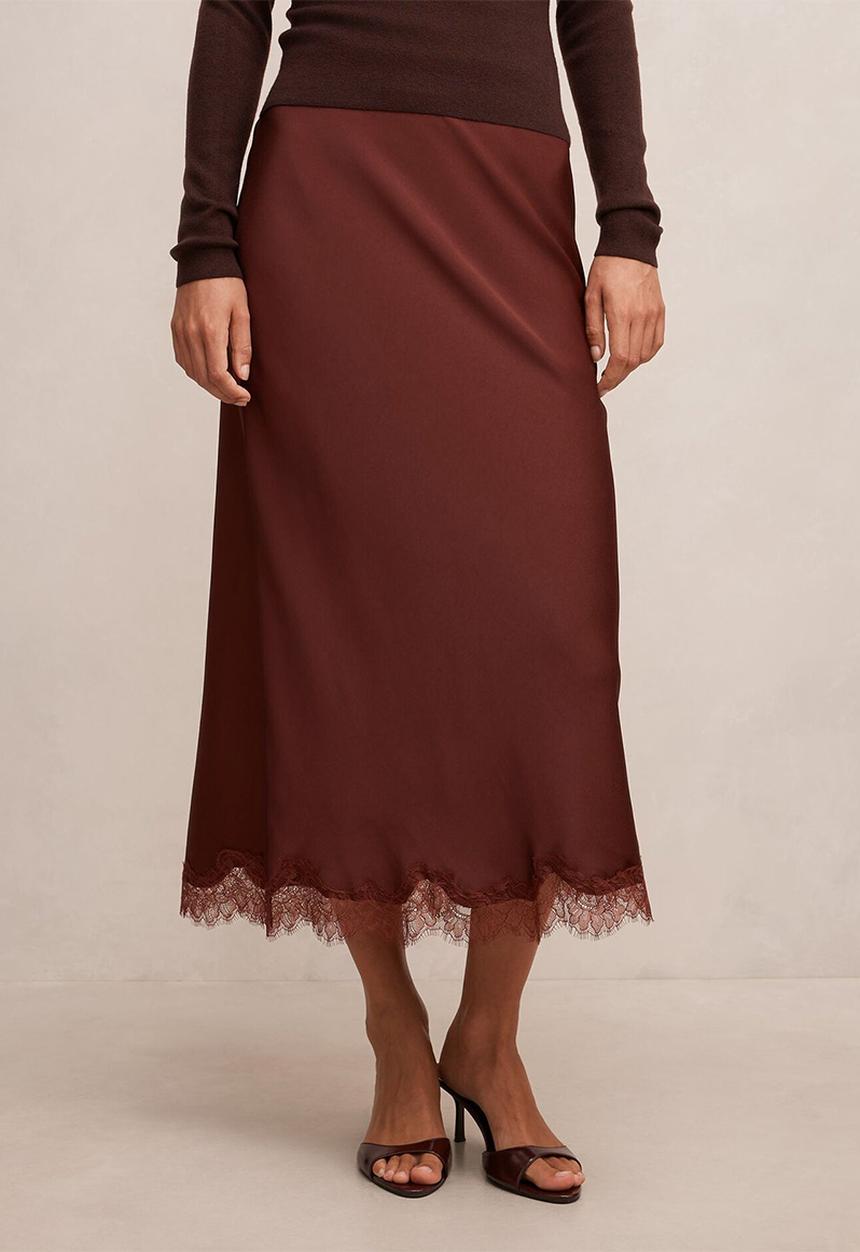 Forever New - Enola lace maxi skirt in deep rust