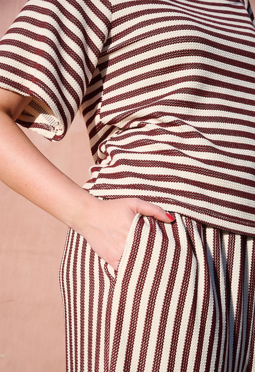 Me&B - Plus Knitted Stripe Tee - Choc/Milk
