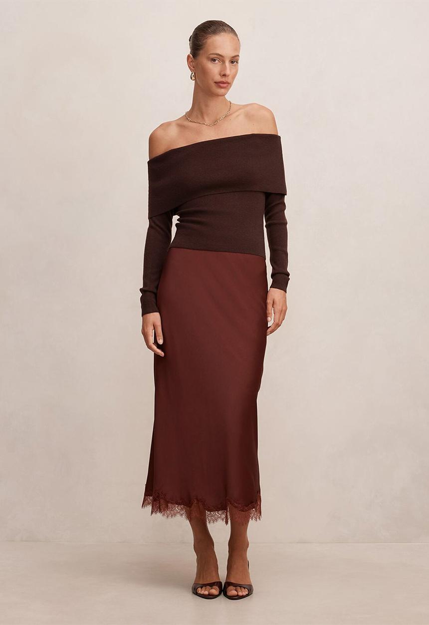 Forever New - Enola lace maxi skirt in deep rust