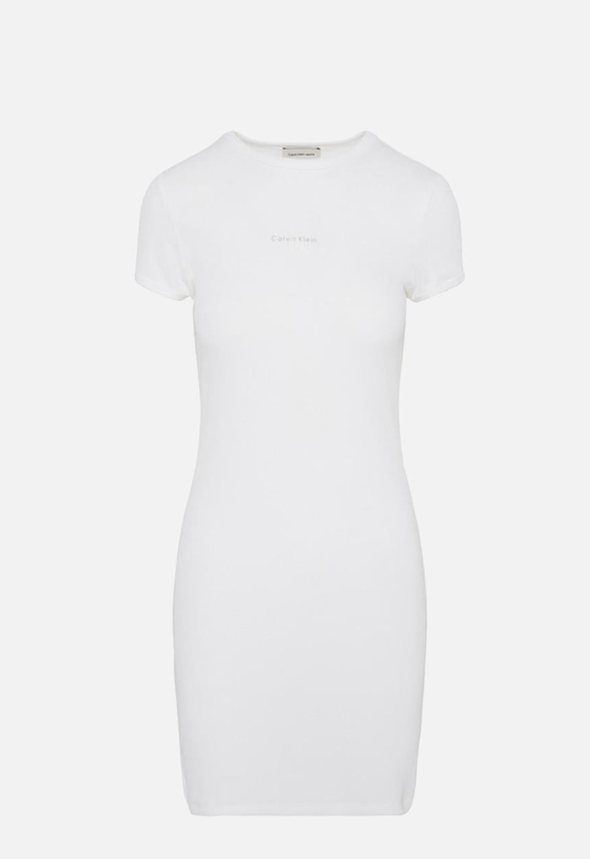 Calvin Klein - Short sleeve monologo baby rib mini dress - bright white