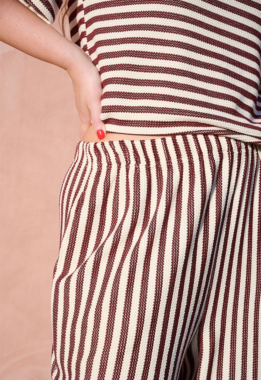 Me&B - Plus Stripe Knit Pant - Chocmilk