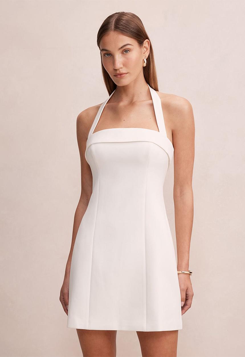 Forever New - Shelly halter mini dress in porcelain