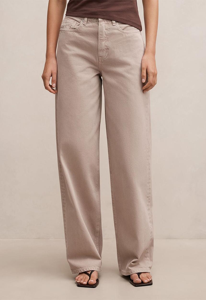 Forever New - Gia high-rise wide leg jeans in mushroom