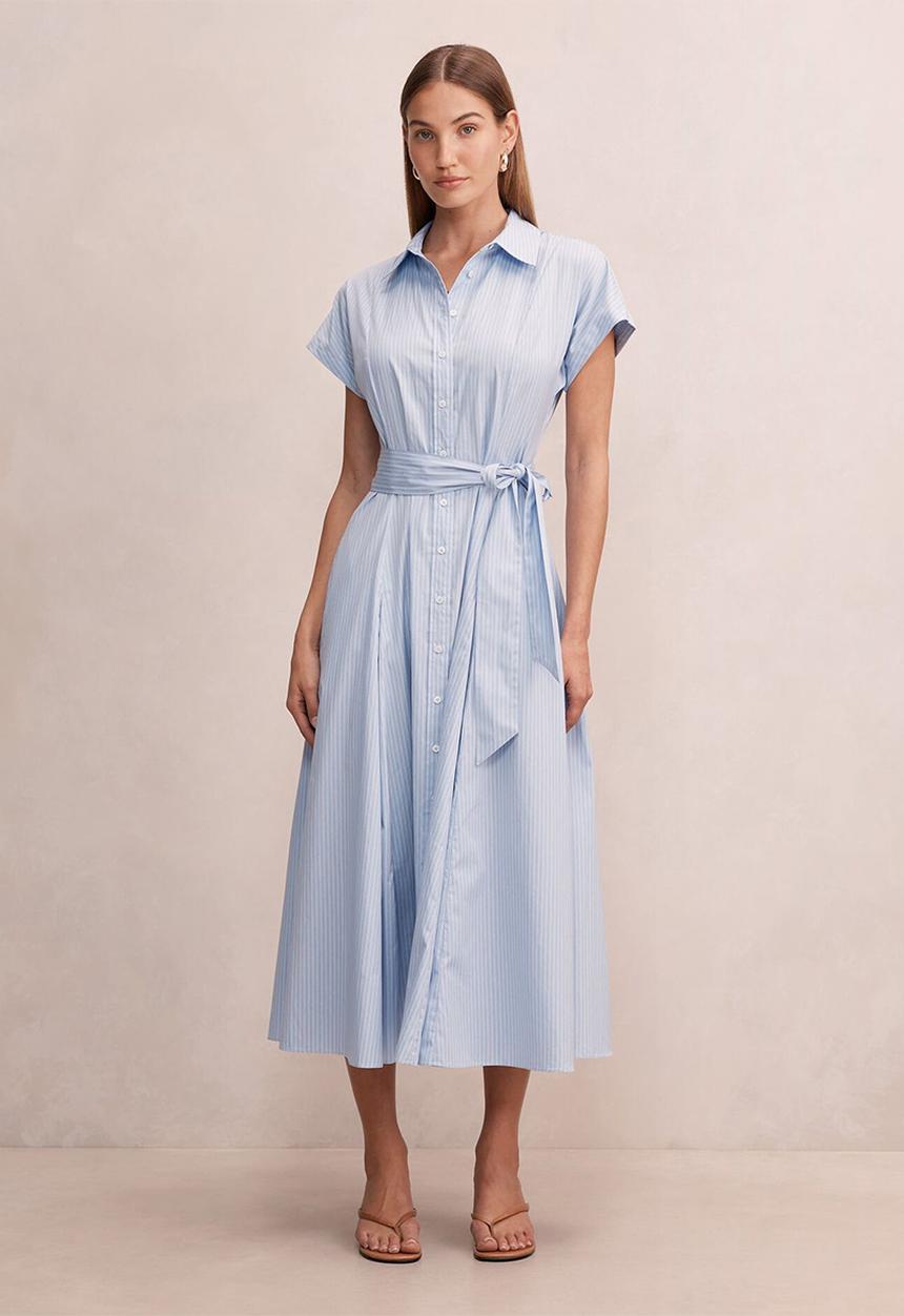 Forever New - Mina stripe shirt midi dress in blue stripe