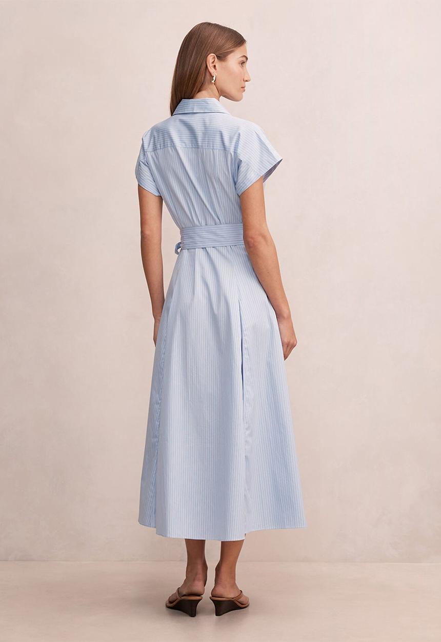 Forever New - Mina stripe shirt midi dress in blue stripe