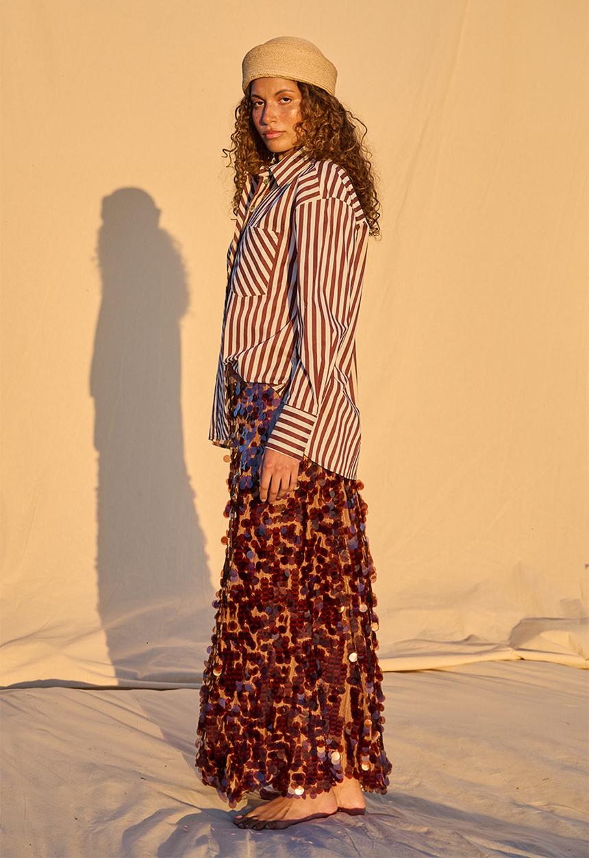 Me&B - Sequin Midi Skirt - Copper