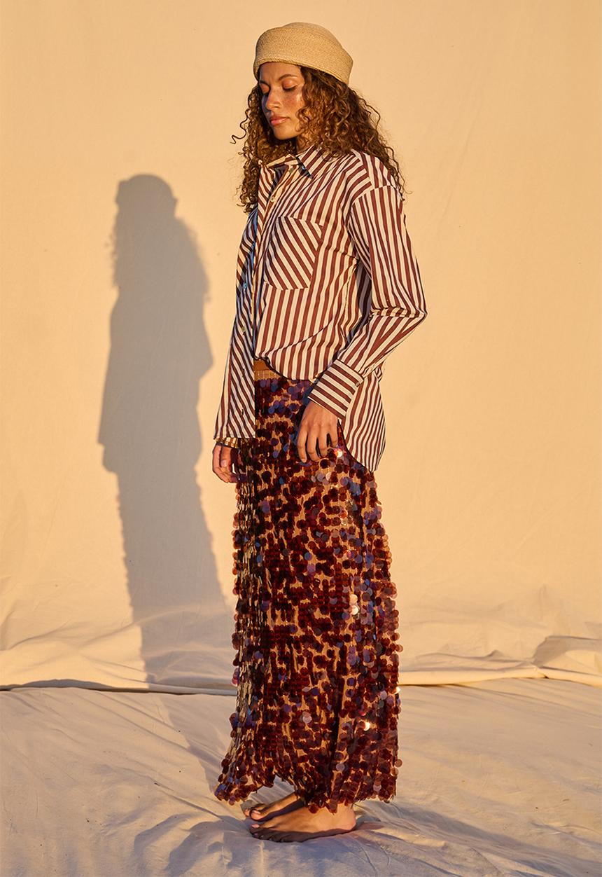 Me&B - Sequin Midi Skirt - Copper