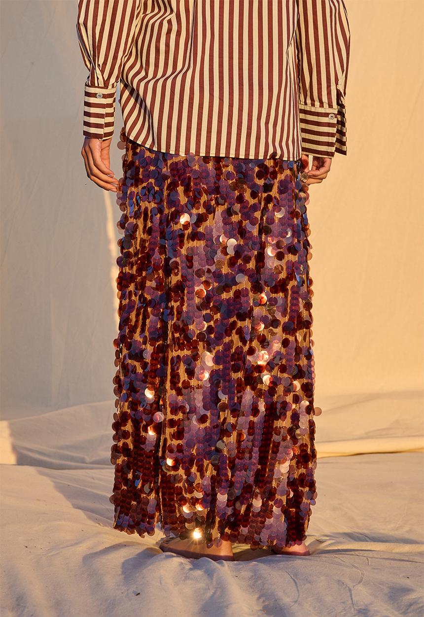 Me&B - Sequin Midi Skirt - Copper