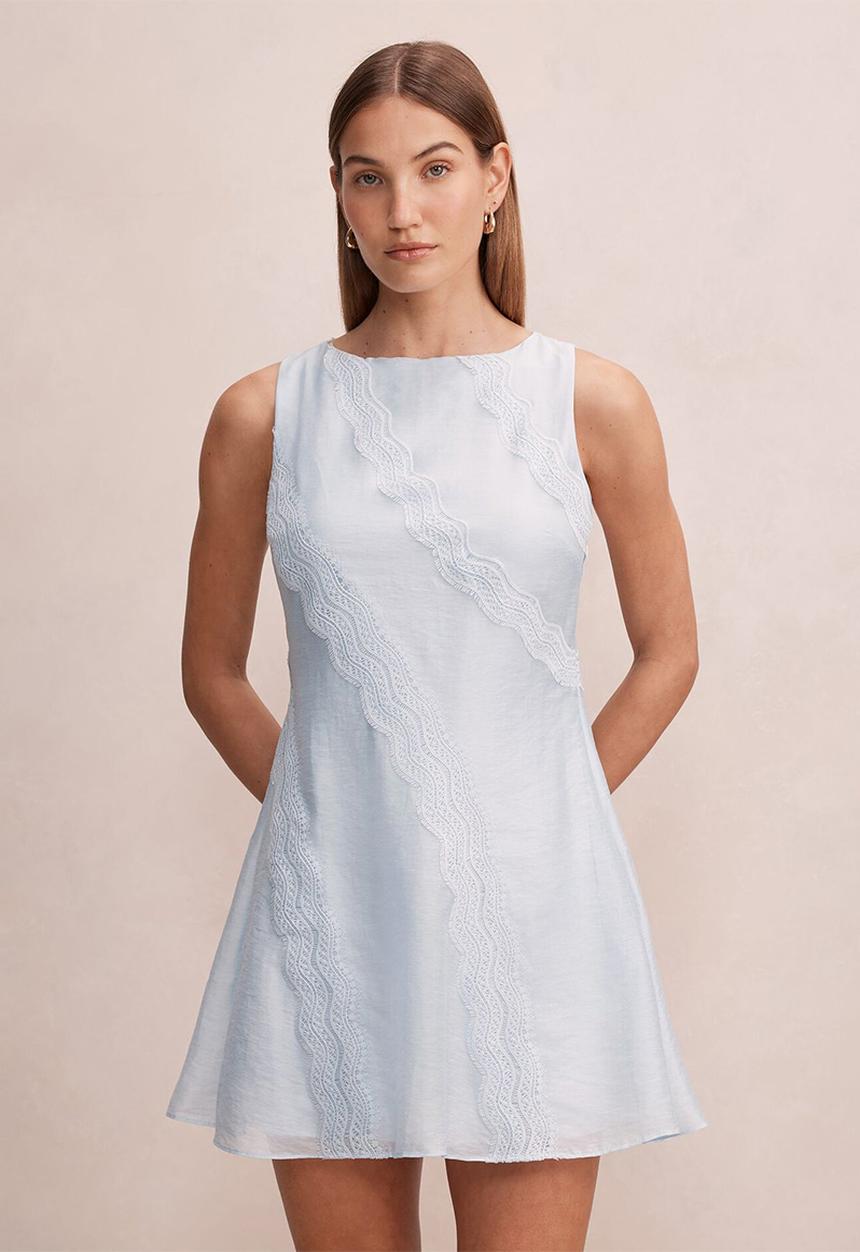 Forever New - Hannah lace detail mini dress in bluebell