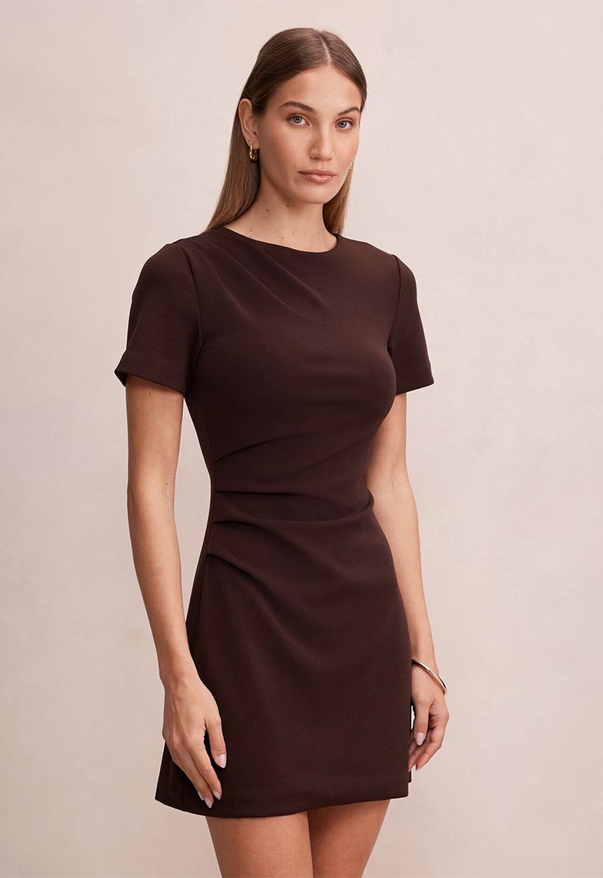 Forever New - Jenny tucked mini dress in dark chocolate
