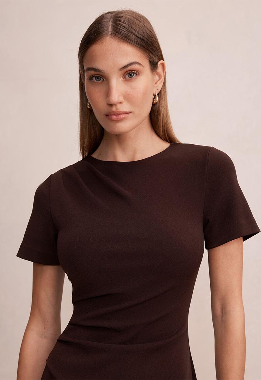 Forever New - Jenny tucked mini dress in dark chocolate