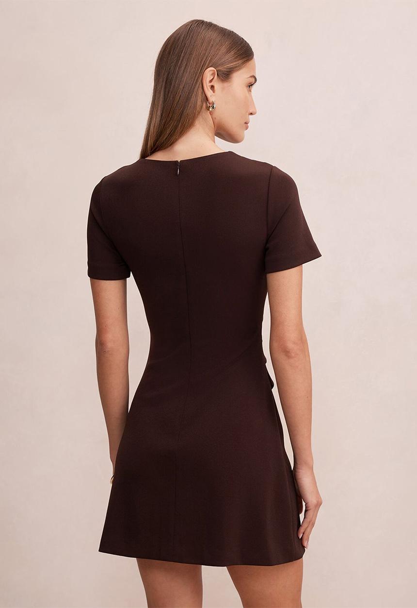 Forever New - Jenny tucked mini dress in dark chocolate