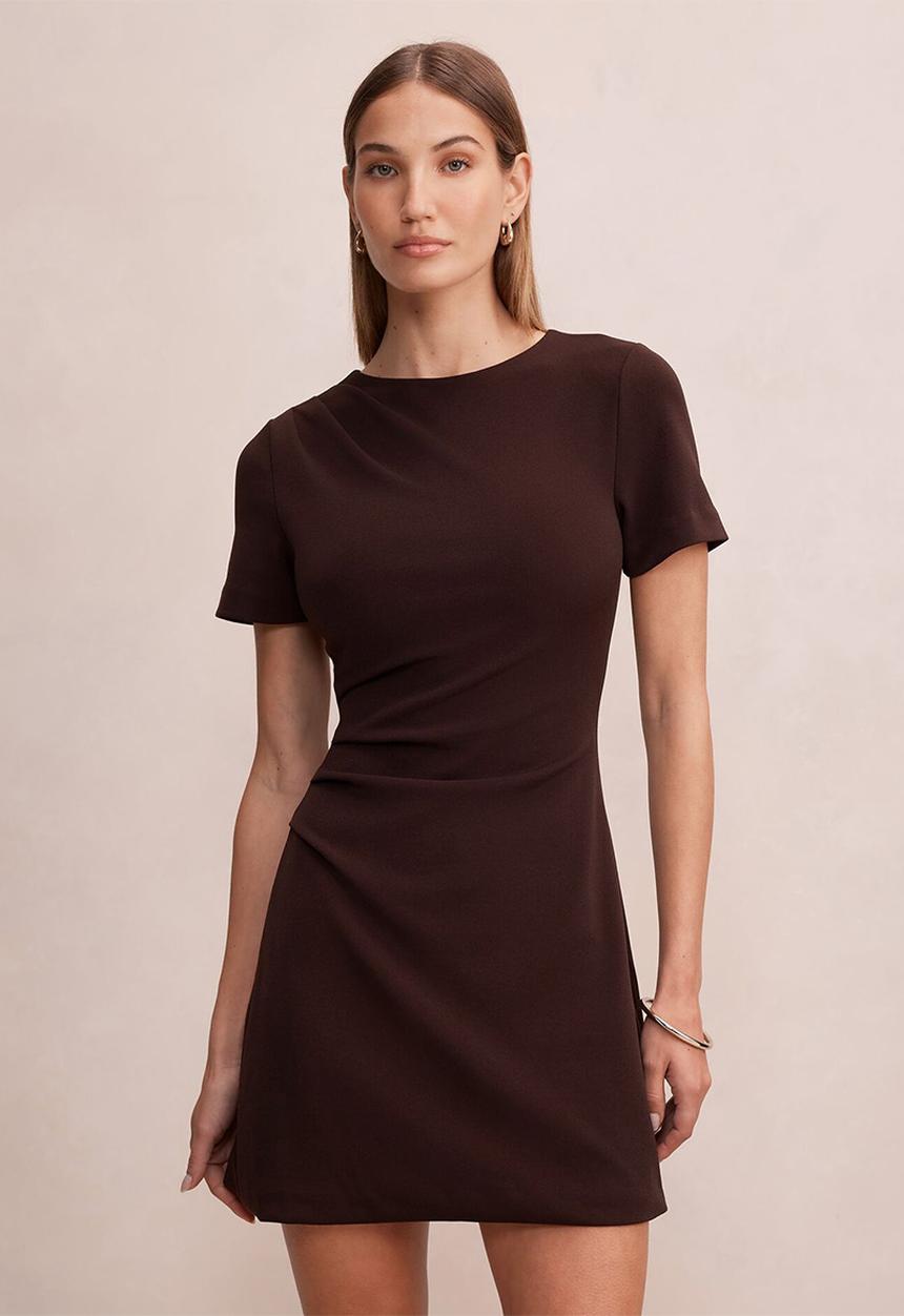 Forever New - Jenny tucked mini dress in dark chocolate