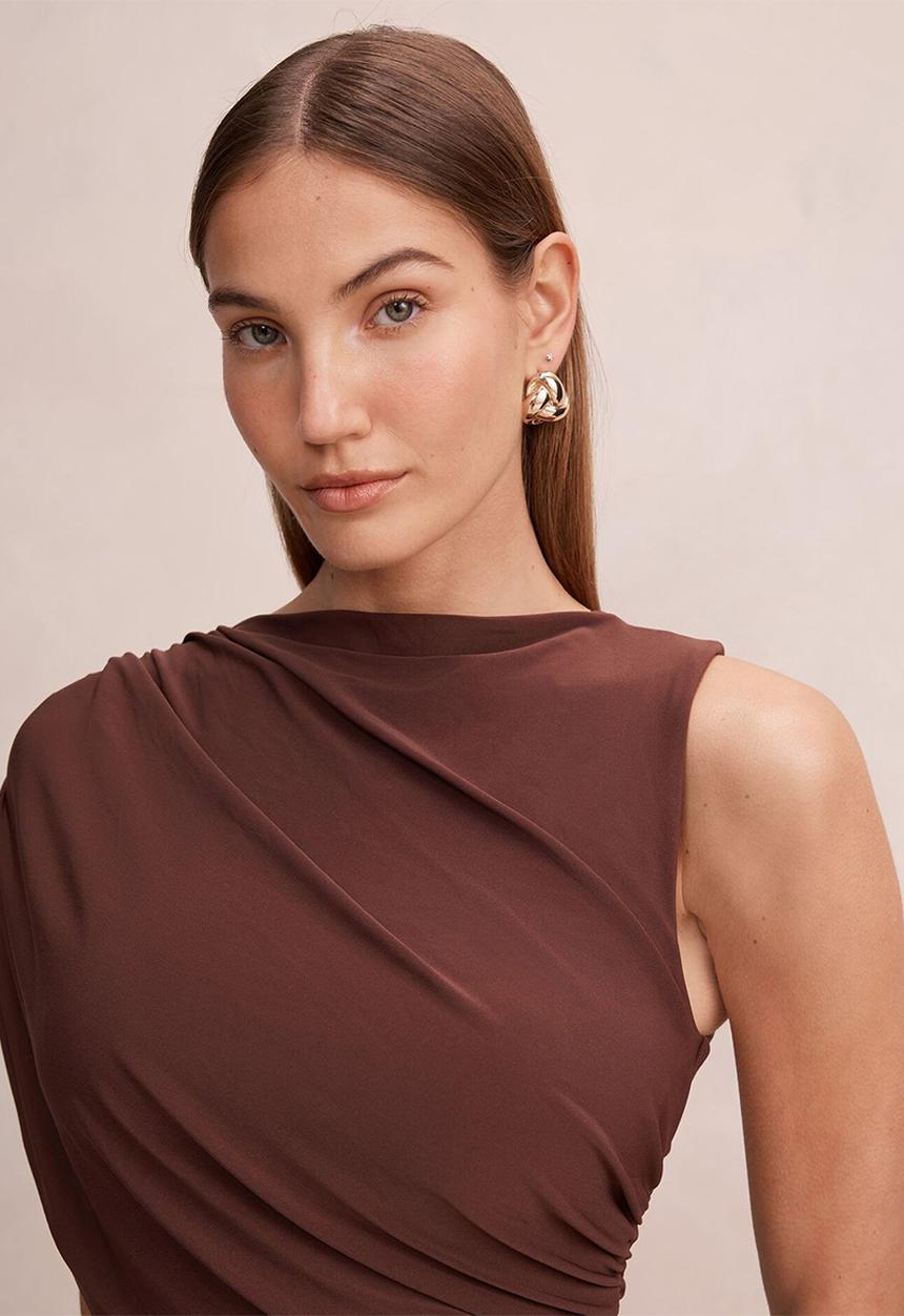 Forever New - Rosalie jersey tie mini dress in chocolate