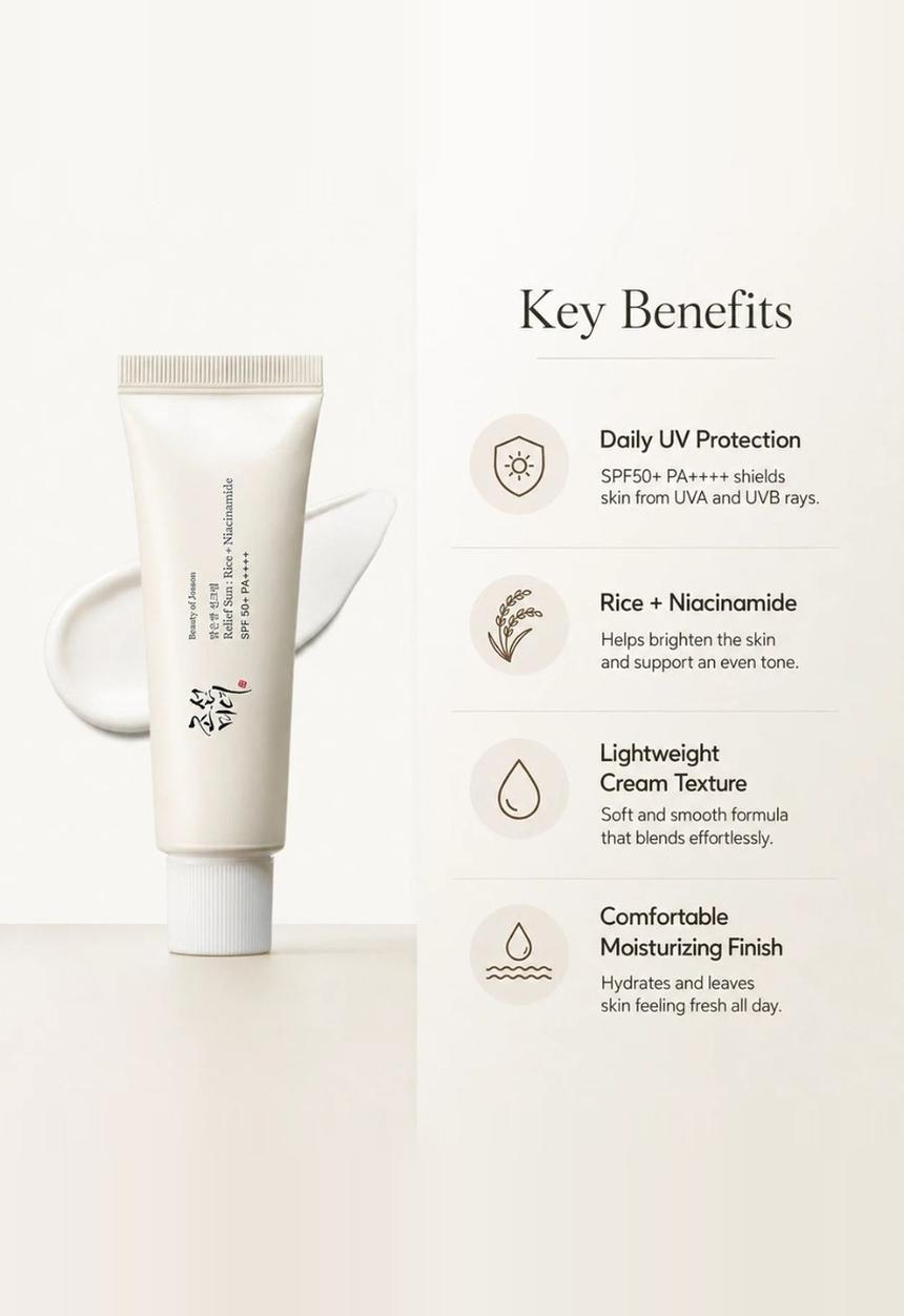 Beauty of Joseon - Relief Sun: Rice + Niacinamide SPF50+ PA++++