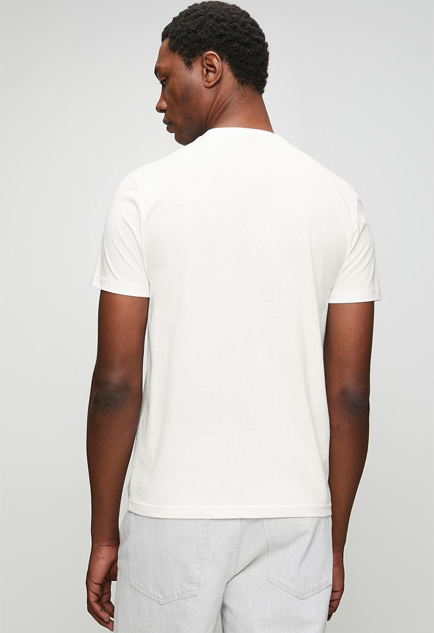 POLO - Mens crew neck printed short sleeve tee - white