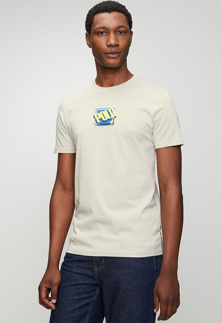 POLO - Mens small chest print short sleeve T-shirt - Grey