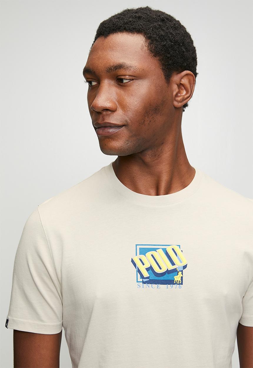 POLO - Mens small chest print short sleeve T-shirt - Grey