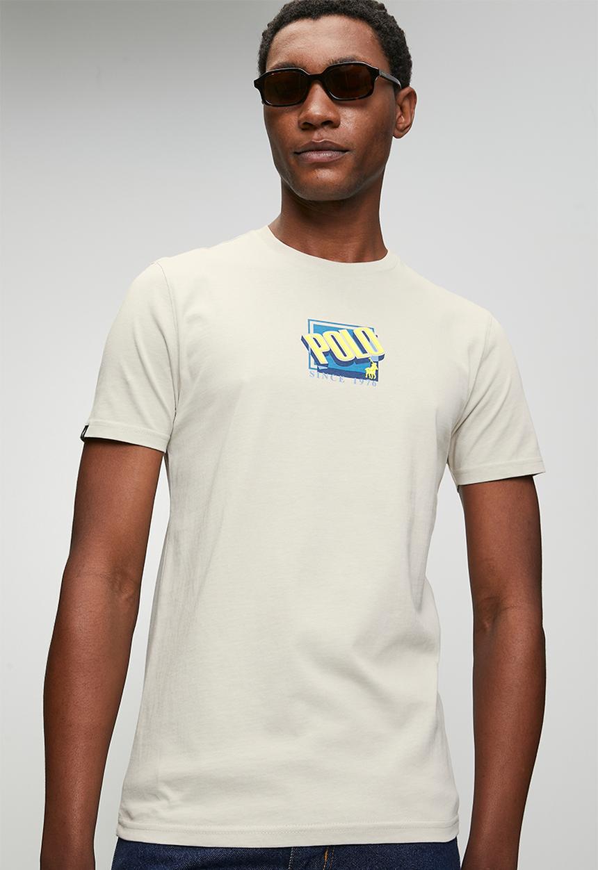POLO - Mens small chest print short sleeve T-shirt - Grey