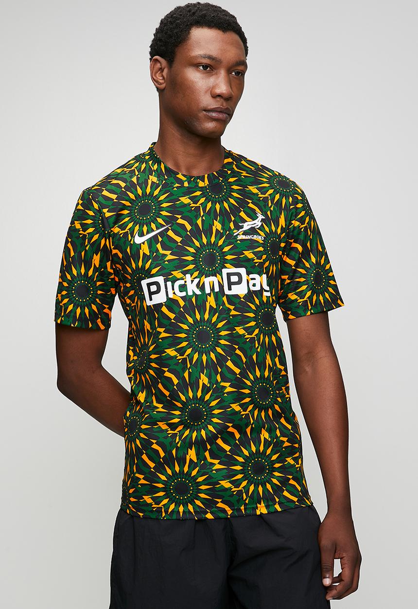 Nike - Springboks  Pre-Match Top  -Black/University Gold/Gorge Green/White