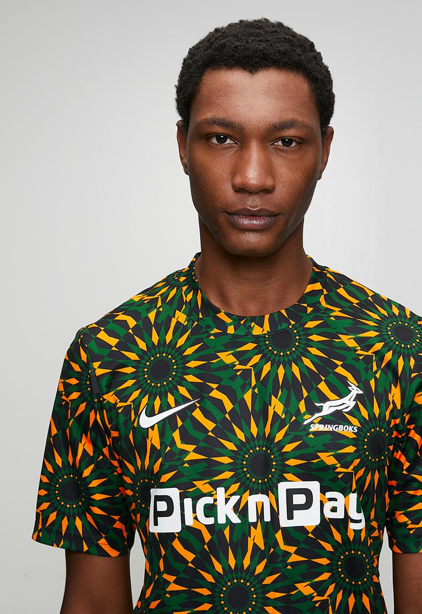 Nike - Springboks  Pre-Match Top  -Black/University Gold/Gorge Green/White