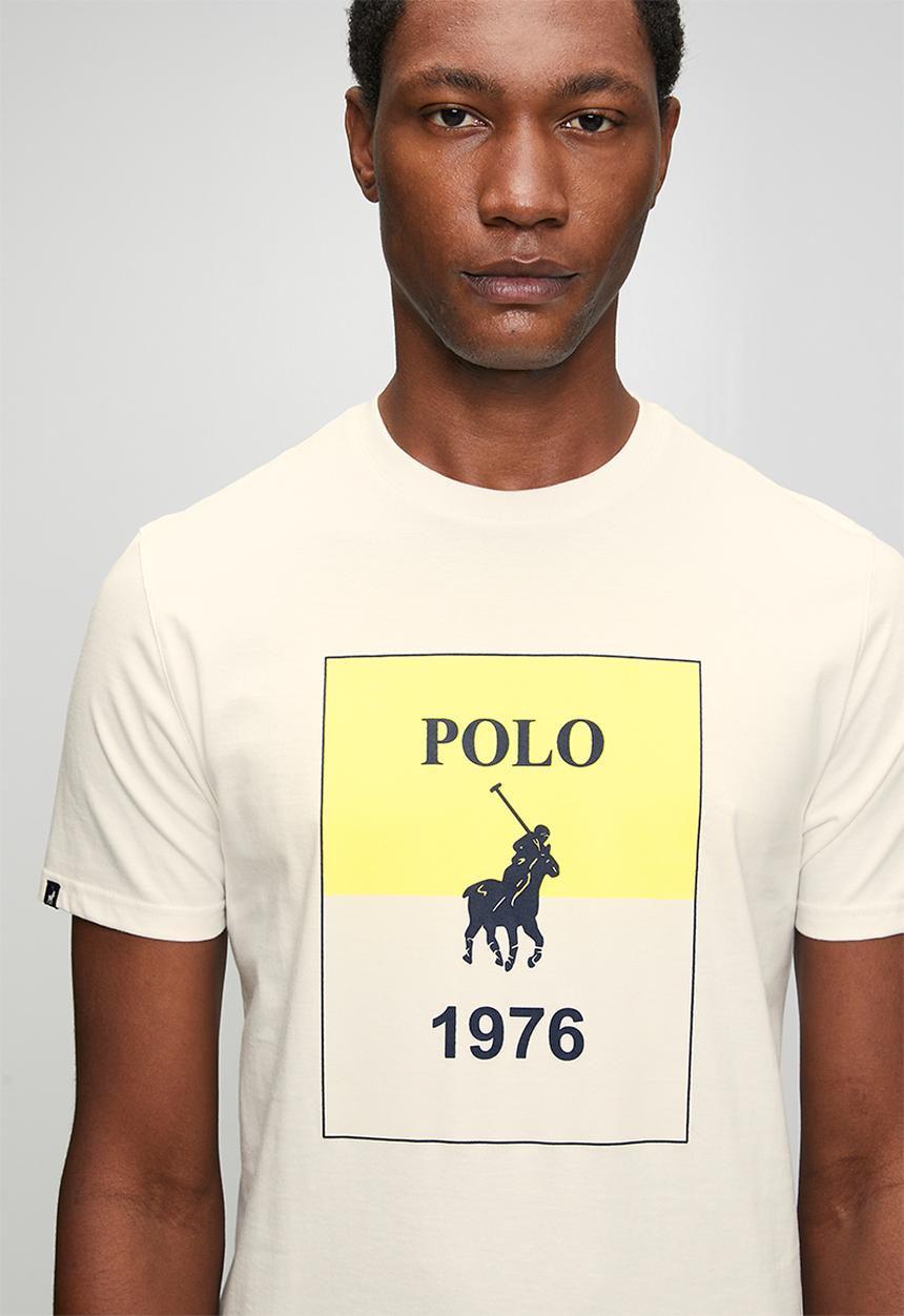 POLO - Mens hd print short sleeve T-shirt - white