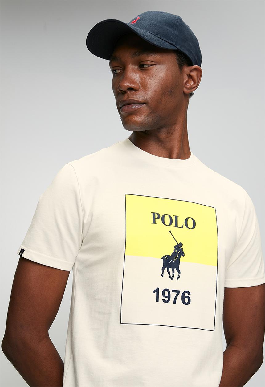 POLO - Mens hd print short sleeve T-shirt - white