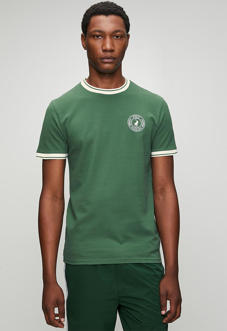 POLO - Mens sport short sleeve contrast rib tee - Green