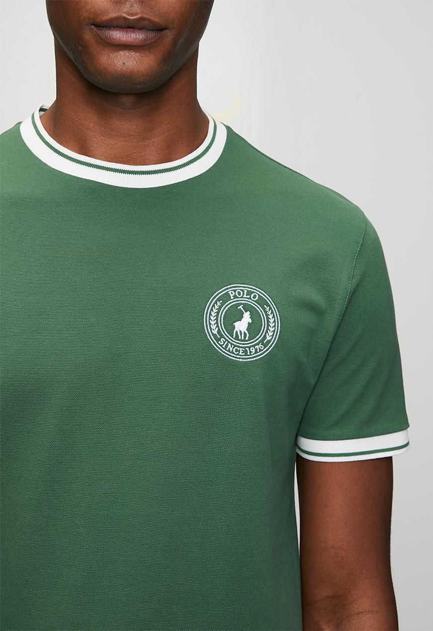 POLO - Mens sport short sleeve contrast rib tee - Green