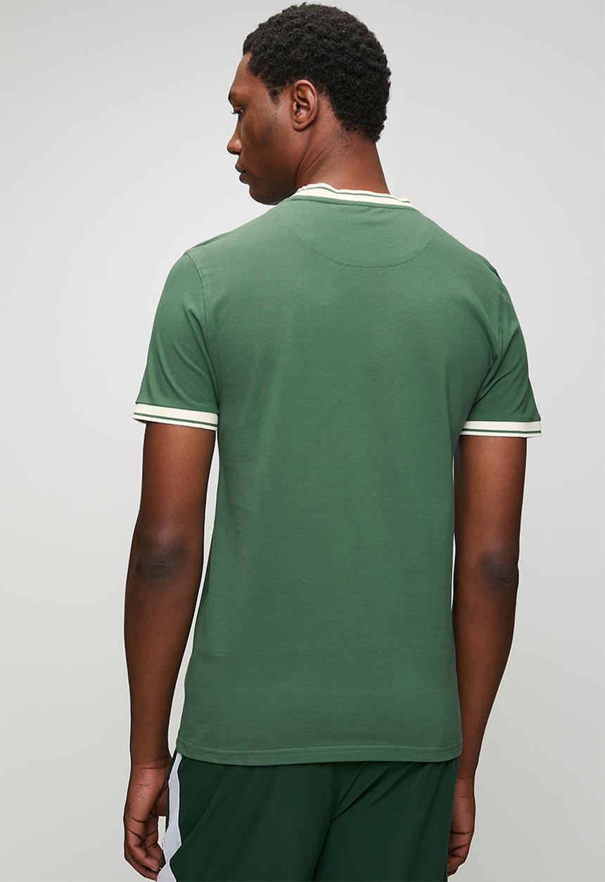 POLO - Mens sport short sleeve contrast rib tee - Green