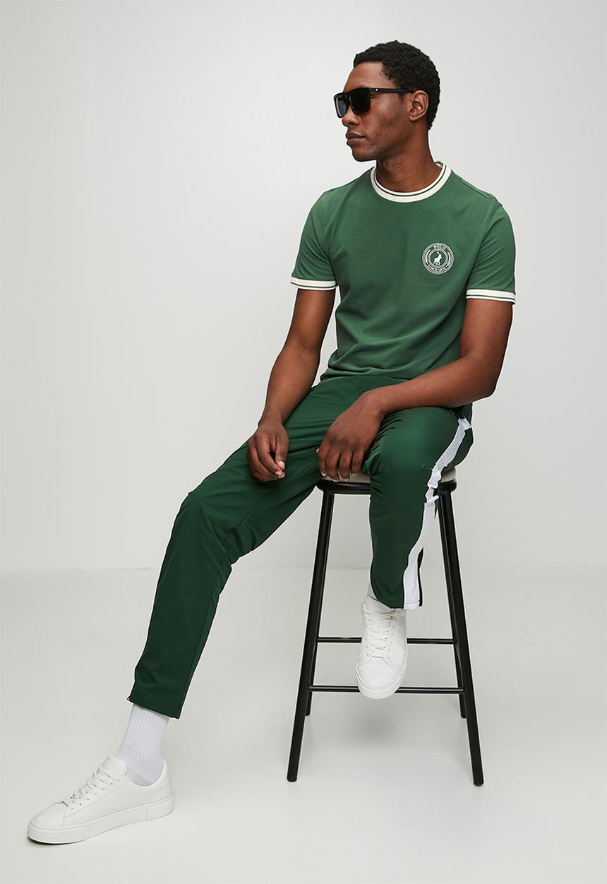 POLO - Mens sport short sleeve contrast rib tee - Green