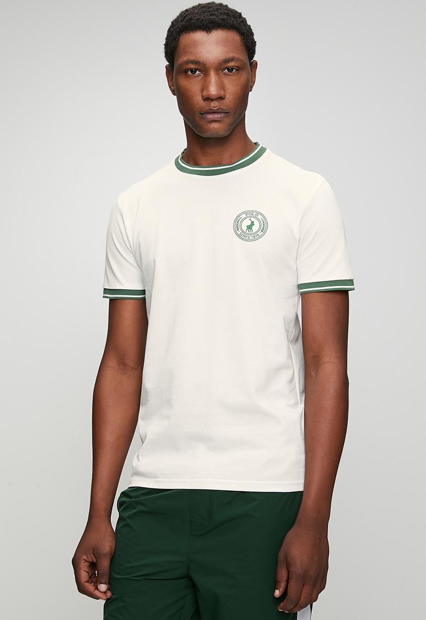POLO - Mens sport short sleeve contrast rib tee - White