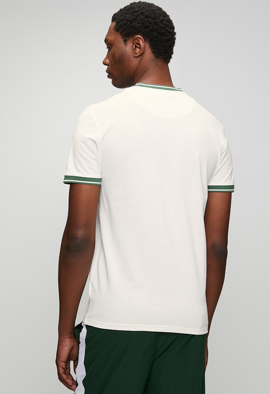 POLO - Mens sport short sleeve contrast rib tee - White